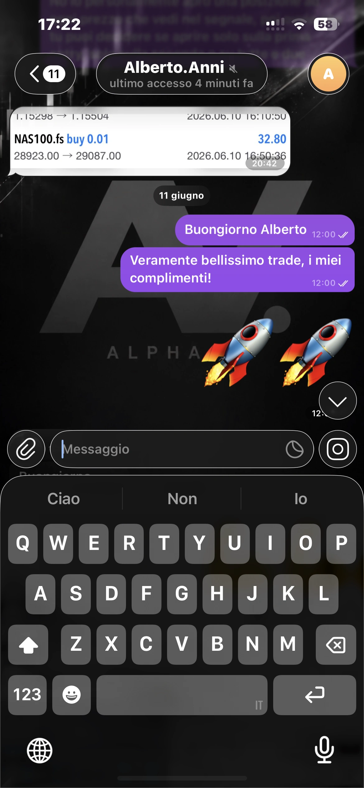Testimonianza AlphaFX, schermata 10 di 12