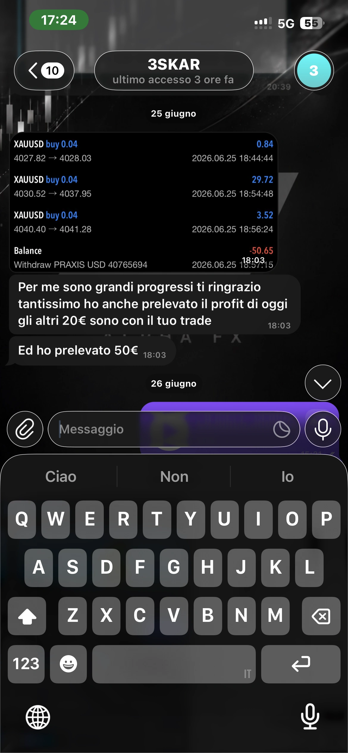 Testimonianza AlphaFX, schermata 11 di 12
